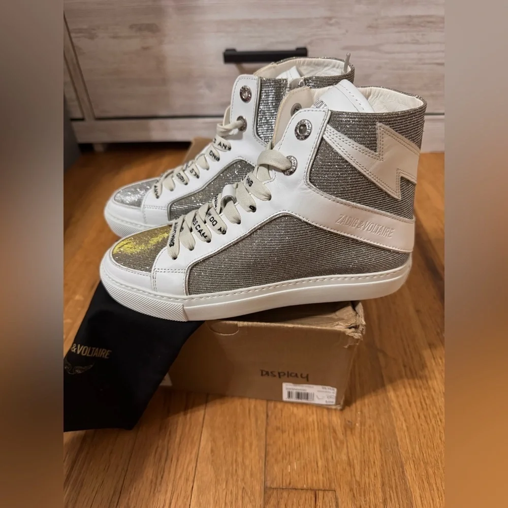 ZADIG & VOLTAIRE ZV1747 High Flash Glittery Sneakers size 36 - Picture 5 of 12